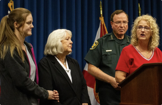 Betty Scalf at a police press conference